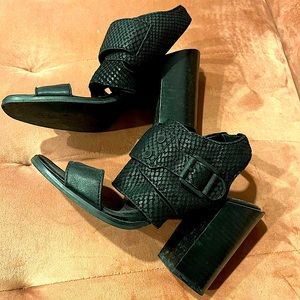 Calvin Klein Stacked Heel Crocodile Pumps